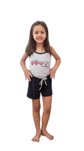 PIJAMA INFANTIL SUED ALCINHA COM SHORT