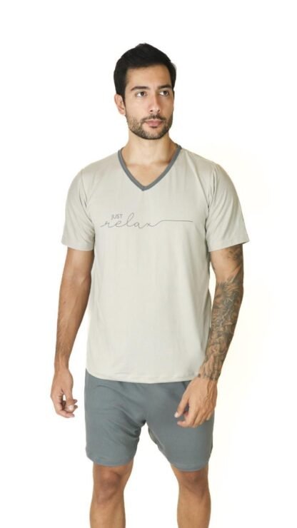 PIJAMA SUED MASCULINO MANGA CURTA COM SHORT