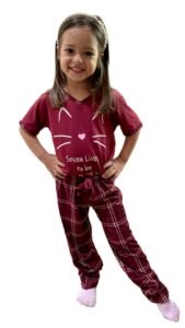 PIJAMA INFANTIL SUED MANGA CURTA C/ CALÇA COMPRIDA