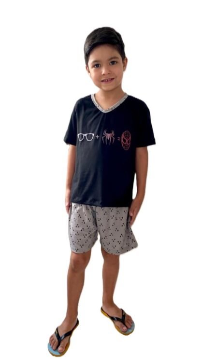 PIJAMA INFANTIL SUED MANGA CURTA C/ SHORT