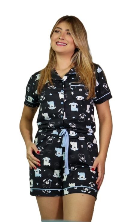 PIJAMA SUEDE AMERICANO MANGA CURTA COM SHORT